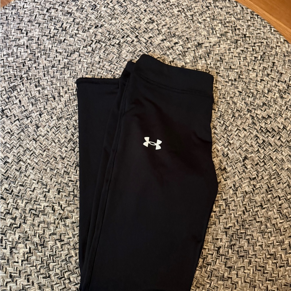 Under Armour Kids Black Leggings with White Logo